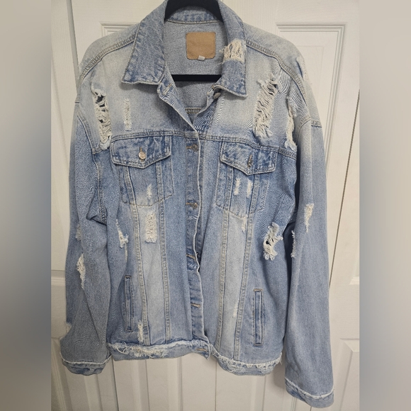 Jackets & Blazers - Oversized distressed jean jacket